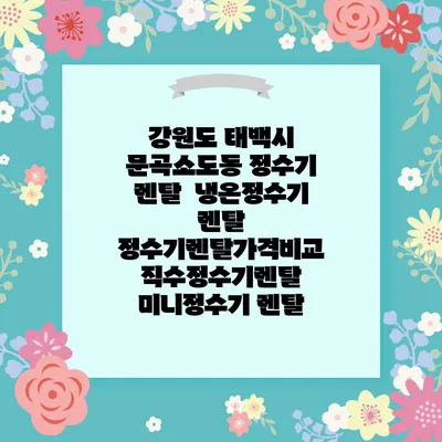강원도 태백시 문곡소도동 정수기 렌탈 | 냉온정수기 렌탈 | 정수기렌탈가격비교 직수정수기렌탈 미니정수기 렌탈