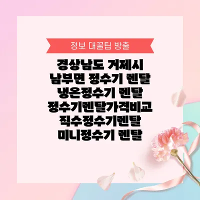 경상남도 거제시 남부면 정수기 렌탈 | 냉온정수기 렌탈 | 정수기렌탈가격비교 직수정수기렌탈 미니정수기 렌탈