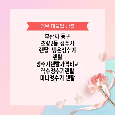 부산시 동구 초량2동 정수기 렌탈 | 냉온정수기 렌탈 | 정수기렌탈가격비교 직수정수기렌탈 미니정수기 렌탈