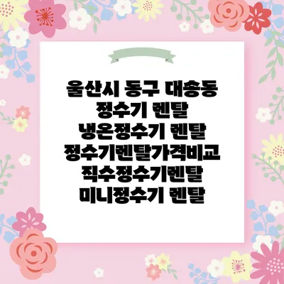 울산시 동구 대송동 정수기 렌탈 | 냉온정수기 렌탈 | 정수기렌탈가격비교 직수정수기렌탈 미니정수기 렌탈