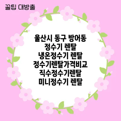 울산시 동구 방어동 정수기 렌탈 | 냉온정수기 렌탈 | 정수기렌탈가격비교 직수정수기렌탈 미니정수기 렌탈