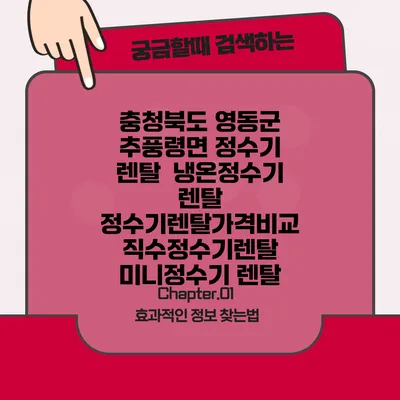 충청북도 영동군 추풍령면 정수기 렌탈 | 냉온정수기 렌탈 | 정수기렌탈가격비교 직수정수기렌탈 미니정수기 렌탈